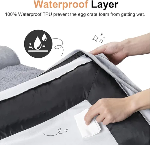 Miniatura 4 de Cama ortopédica lavable para perros medianos y grandes: cama con cojines de apoyo para perros medianos y grandes, cama impermeable de espuma tipo