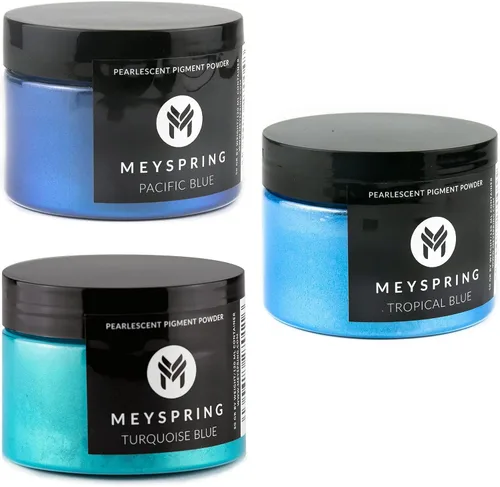MEYSPRING Paquete de polvo de mica azul – 5.29 oz – 3 tonos de azul para degradados de arte epoxi oceánico – pigmentos de resina