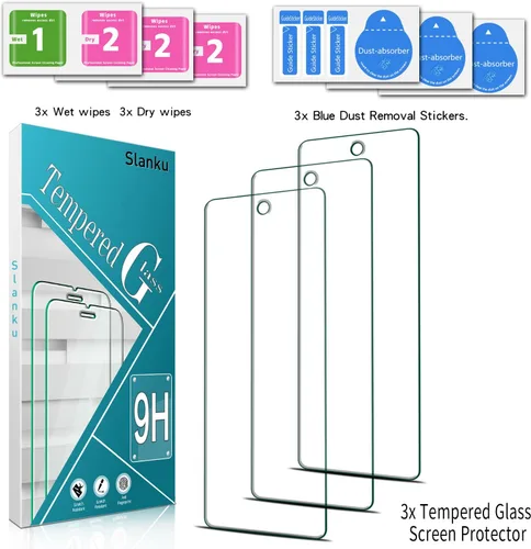 Miniatura 7 de Slanku Paquete de 3 protectores de pantalla de vidrio templado diseñados para Google Pixel 6, película protectora de pantalla HD, compatible