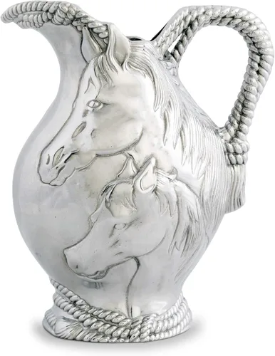 Miniatura 2 de Arthur Court Jarra de agua de aluminio para caballo y cuerda, de metal, para agua caliente/fría, té helado y bebidas de jugo, 10 pulgadas de alto