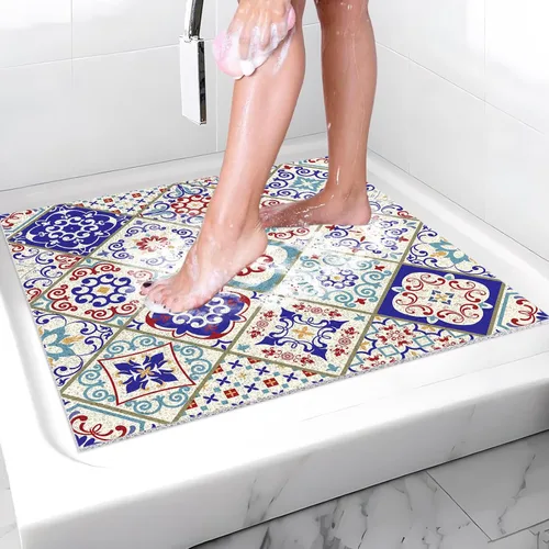 Miniatura 23 de Tapete de ducha antideslizante de 20 x 20 pulgadas, esponja de PVC para masaje, segura, antideslizante, cuadrado, tapete de baño de ducha suave