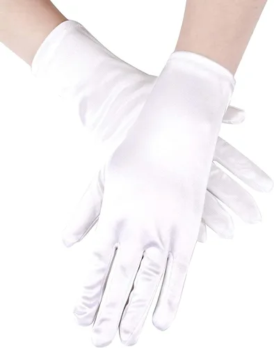 Miniatura 7 de 4 pares de guantes cortos de satén para mujer guantes de longitud a la muñeca guantes de ópera