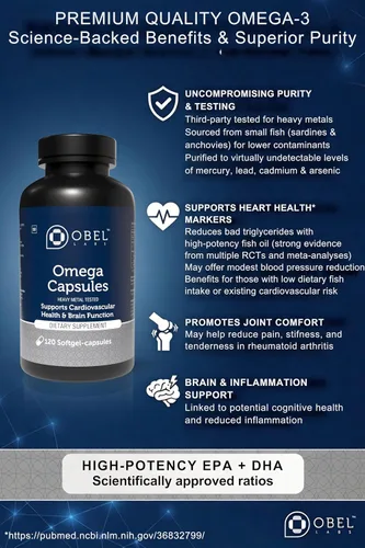 Miniatura 4 de obel Omega 3 purificado Cápsulas de aceite de pescado de 2000 mg 120 cápsulas blandas Suministro para 60 días Probado por terceros Sin