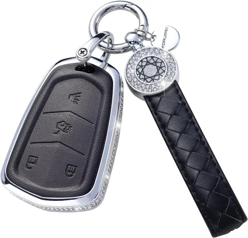 Miniatura 39 de Funda para llavero compatible con Volvo, cuero negro con cristal de protección de 360 grados para XC90, XC60, XC40, S60, S90, V60, V90, Polestar 1