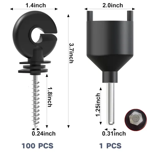 Miniatura 2 de NQN 100 piezas aislantes eléctricos negros para cerca, aislador de poste de madera, aislador de poste de madera y 1 herramienta aislante gratuita