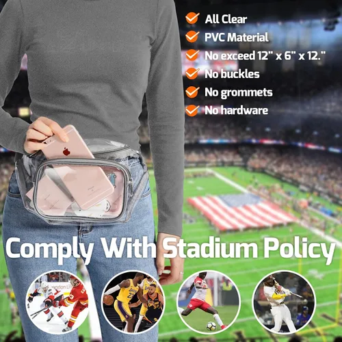 Miniatura 2 de Riñonera Veckle transparente impermeable bonita bolsa de cintura aprobada por el estadio transparente para mujeres y hombres, viajes, playa