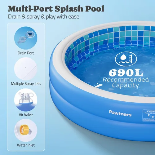 Miniatura 7 de Piscina inflable para niños, almohadilla antideslizante para patio trasero, piscina infantil de PVC grueso para interiores y exteriores, estanque