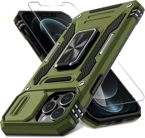 Miniatura 53 de DEERLAMN Funda para iPhone Xs Max con funda deslizante para cámara + protector de pantalla, soporte giratorio de anillo de grado militar a prueba