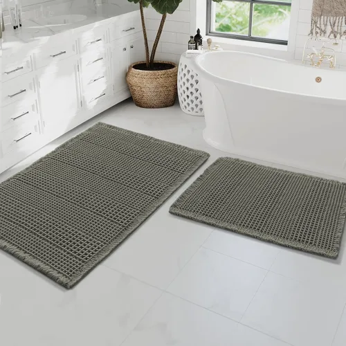 Miniatura 37 de H.VERSAILTEX Alfombra de baño de goma eva súper absorbente, alfombras de baño antideslizantes para piso de baño, alfombras de baño lavables a Crema