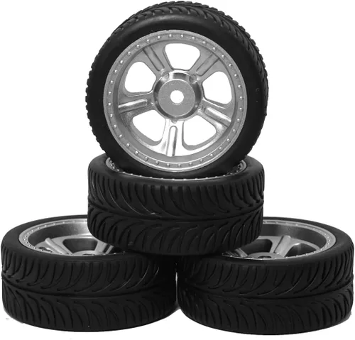 Miniatura 5 de ShareGoo OD 2.55 pulgadas RC 0.472 in hexagonal de plástico llantas y neumáticos de goma para RC 1/10 On-Road Touring Racing Drift Car
