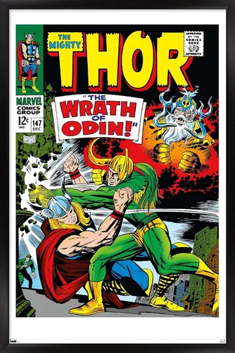 Miniatura 9 de Trends International Marvel Comics Loki - Póster de pared Thor #147, 22.4 pulgadas de largo x 14.7 pulgadas, versión enmarcada en madera de granero