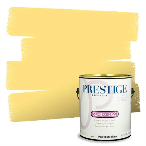 Miniatura 82 de PRESTIGE Pinturas Pintura Exterior e Imprimación En Uno, 1 Galón, Satinado, Pareja Comparable de Benjamin Moore* Amarillo* 320BM-PCM