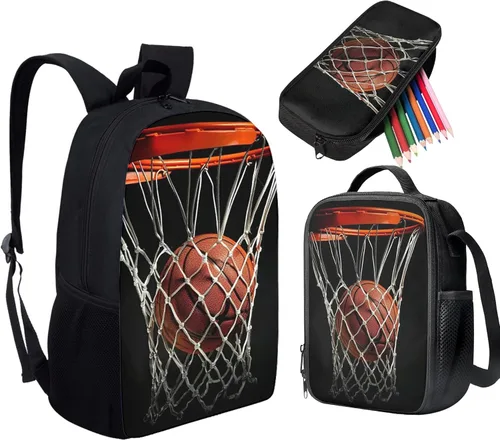 Miniatura 74 de HUGS IDEA Juego de 3 bolsas escolares con aislamiento térmico para el almuerzo, estuche para lápices