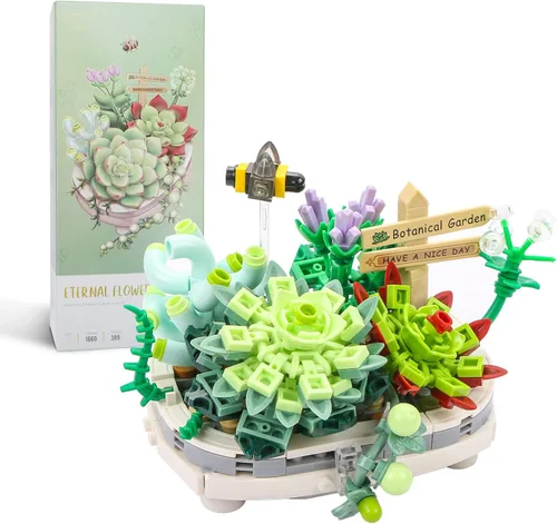Miniatura 10 de MEIEST Mini bloques de construcción, ramo de flores, conjunto de modelo de plantas, flores artificiales creativas de bricolaje, colección botánica