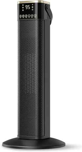 Calentador de espacio para uso en interiores, calentador eléctrico de cerámica PTC de 1500 W con termostato, oscilación de 45°, temporizador de 12