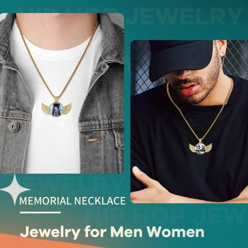 Miniatura 3 de Supcare - Collar con foto o etiqueta de perro para hombres, colgante de foto conmemorativo personalizado para mujeres y hombres