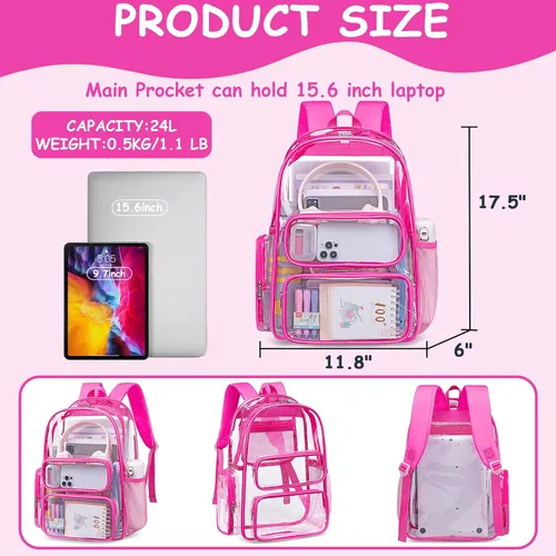 Miniatura 11 de CAMTOP Mochila transparente resistente y transparente para estudiantes, escuela, trabajo, festival, viajes, deportes, Beige, Mediana, Camtop Mochila