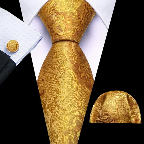 Miniatura 45 de Barry.Wang - Juego de corbata de seda para hombre, diseño de cachemira, pañuelo y gemelos de bolsillo