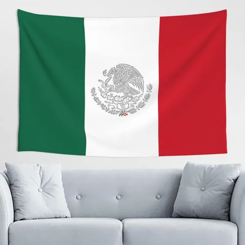 Miniatura 31 de JUHIOPOI Tapiz de pared con bandera de México, arte nocturno mexicano para decoración de pared lateral de dormitorio, (60 x 40 pulgadas)