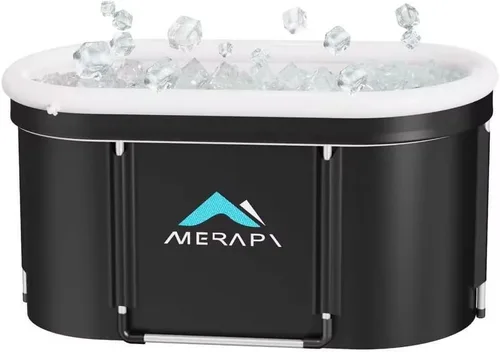 Miniatura 7 de Merapi Bañera de hielo XL para adultos, bañera fría de 131 galones, bañera de baño de hielo portátil ovalada grande de 46 pulgadas, inmersión fría