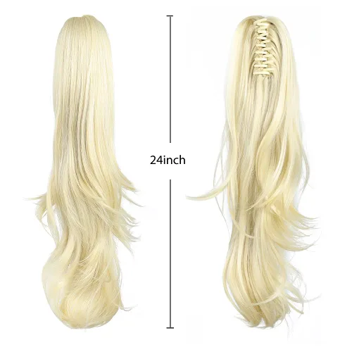 Miniatura 84 de Extensiones de cola de caballo de cabello rubio, extensiones de cola de caballo para mujer, pinza de extensiones de cabello rizado de 12 pulgadas
