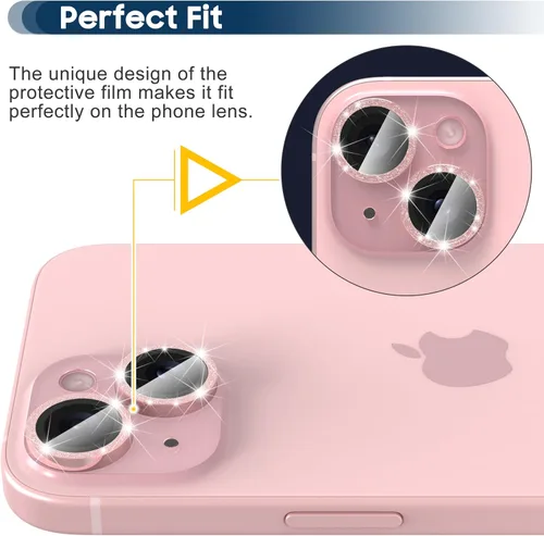 Miniatura 4 de Suoman Protector de lente de cámara para iPhone 15 de 6.1 pulgadas, 15 Plus de 6.7 pulgadas, fácil de instalar, vidrio templado 9H, protector