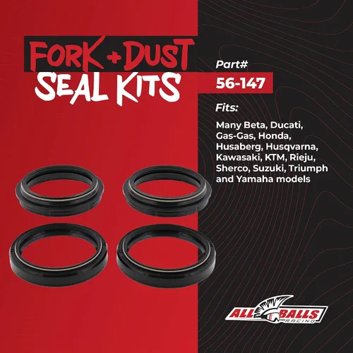 Miniatura 6 de Kit de horquilla y sello anti polvo All Balls Racing 56-147 Compatible con/Reemplazo para Honda Husqvarna Kawasaki Suzuki Yamaha