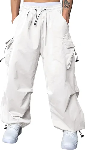 Miniatura 24 de JMIERR Pantalones Cargo Holgados para Hombre de Moda Casuales Pantalón de Paracaídas Ajuste Holgado Harem Joggers con Bolsillos para Ropa Urbana