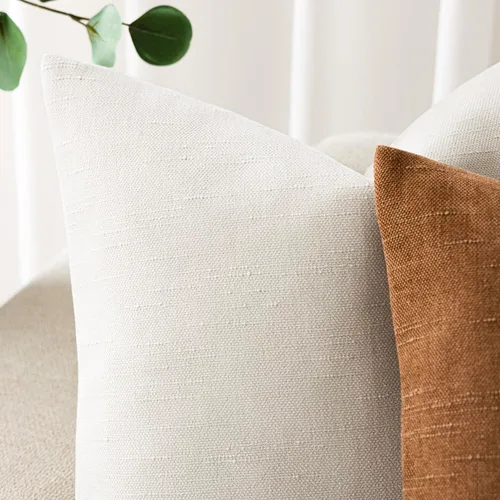 Miniatura 2 de Foindtower - Paquete de 2 fundas de almohada decorativas, cuadradas, cómodas, unicolor, suaves, lumbares, estilo rústico neutro, para sofá, sillón