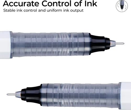 Miniatura 2 de M&G 12 bolígrafos líquidos de punta fina de 0.015 in, de gran capacidad, tinta negra, bolígrafos de punta extrafina, de secado rápido, escritura