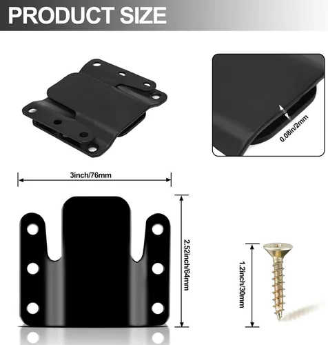 Miniatura 2 de DEEPDREAM 4 conectores seccionales de sofá de metal, conectores de sofá, conector de muebles entrelazados con 25 tornillos.. Negro-4 piezas