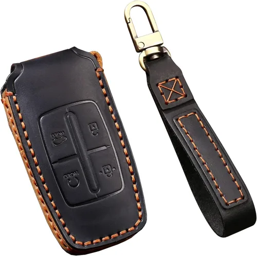 ontto Funda de cuero para llavero de automóvil con llavero compatible con Hyundai Genesis G80 2017-2020, Negro -