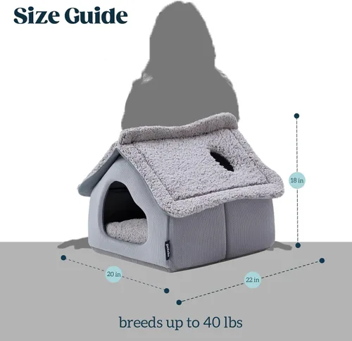 Miniatura 6 de Pelzin Casas para gatos de interior – Cama cueva grande para gatos con espuma de apoyo extraíble y alfombrilla lavable de 2 lados – Cama cubierta