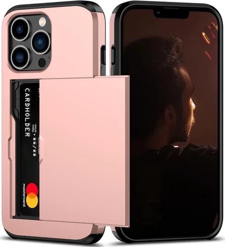 Miniatura 14 de Nvollnoe Funda para iPhone 13 con Portarjetas [Almacena 5 Tarjetas] Funda Cartera de Doble Capa Resistente de Servicio Pesado a Prueba de Golpes