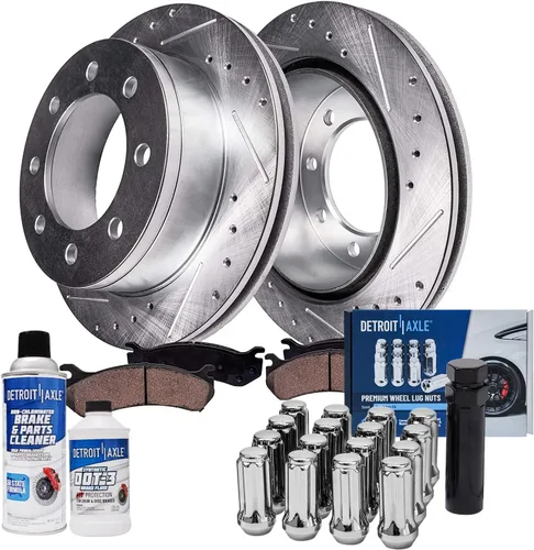 Miniatura 11 de Detroit Axle - Kit de frenos para Jeep Grand Cherokee 99-04 1999 2000 2001 2002 2003 2004 Rotores de freno de disco perforados y ranurados Pastillas