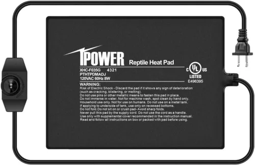 Miniatura 5 de iPower Almohadilla de calor para reptiles de 8W bajo el tanque, calentador de terrario para tortugas, lagartos, ranas y otros animales pequeños