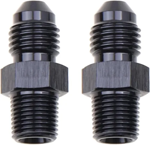 Miniatura 74 de Adaptador de tubo de manguera de combustible de aluminio recto 16AN acampanado a 3/4" NPT macho Unión de rosca negro