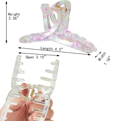 Miniatura 3 de Pinzas grandes para el cabello grueso, fino y fino, dientes de sujeción fuerte, pinzas de mandíbula granate entrelazadas para mujeres, juego de 3