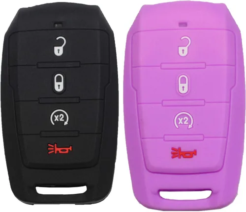 Miniatura 8 de 2 fundas protectoras de goma de silicona con 4 botones para llavero inteligente compatible con Dodge Ram 1500 2019 2020 2021 2022 negro azul