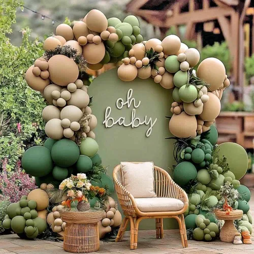 Miniatura 12 de Kit de arco de guirnalda de globos pastel de doble relleno, globos de color rosa bebé, morado, amarillo, verde, con látex lila metálico para baby