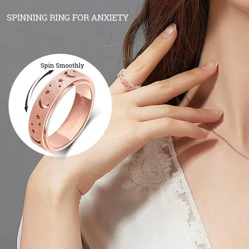 Miniatura 2 de OreilleStar Anillo de ansiedad para mujer, anillo giratorio, juguetes para la ansiedad, para adultos, acero inoxidable Fidit para hombres, banda