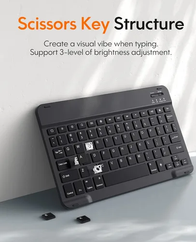 Miniatura 7 de CHESONA Funda para Samsung Galaxy Tab S9 Fe con teclado, retroiluminación de 7 colores, teclado magnético desmontable y soporte para S Pen, funda