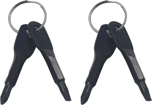 Miniatura 8 de Juego de 2 destornilladores de llavero, multiherramienta portátil EDC de bolsillo con Phillips y cabeza plana, diseño de forma de llave de acero