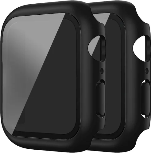 Miniatura 11 de Paquete de 2 fundas rígidas compatibles con Apple Watch Series 6, 5, 4, SE, de 1.575 pulgadas, protector de pantalla de vidrio templado, cobertura