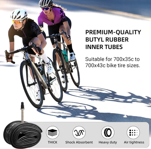 Miniatura 3 de CALPALMY Paquete de 2 tubos de bicicleta 700c, 700 x 35/43c, válvula Schrader y válvula Prseta, compatible con 700x35C 700x36C 700x37C 700x38C