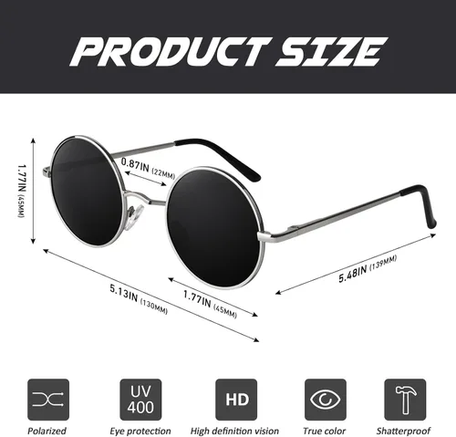 Miniatura 96 de CGID Gafas de sol unisex polarizadas redondas E01 Lennon