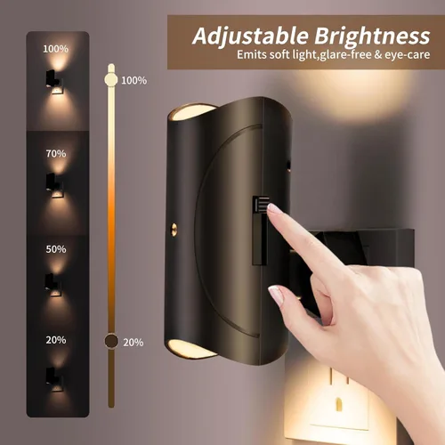 Miniatura 3 de Luz nocturna, paquete de 2 luces LED de noche enchufables a la pared, blanco suave 3000K, 0-100LM brillo ajustable luz nocturna para pasillo