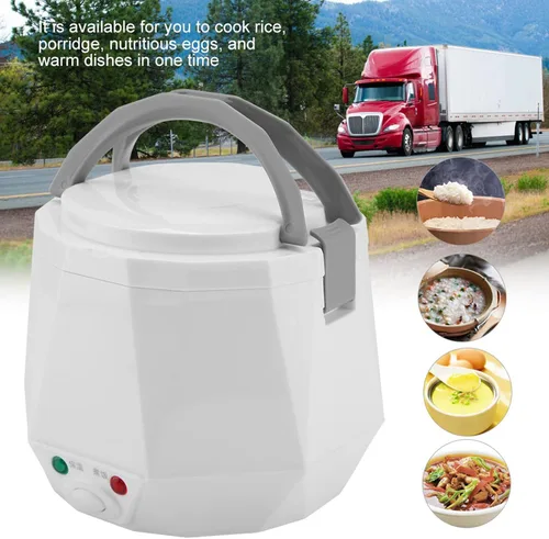 Miniatura 8 de 24V 140W 1.6 L Eléctrica Portátil Multifuncional Arrocera Cocina Vaporizador de Alimentos para Camión (Blanco)