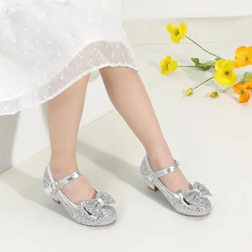 Miniatura 92 de PANDANINJIA Vestido de jada para niñas y niños pequeños, zapatos de princesa Mary Jane con tacones con lazo para fiesta, boda, boda
