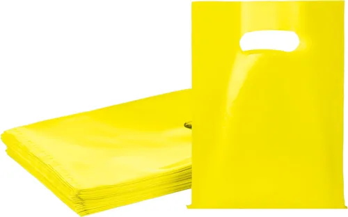 100 PCS Bolsas de Regalo Pequeñas Amarillas, Bolsas de Mercancía de 6"x8" para Pequeñas Empresas, Bolsas de Golosinas Bolsas de Favor de Fiesta para